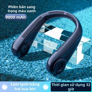 Quạt Mini Cầm Tay USB Không Cánh Quạt Cổ Treo Di Động Ngoài Trời Quạt Siêu Bền Thiết Kế Dây Thừng Dài