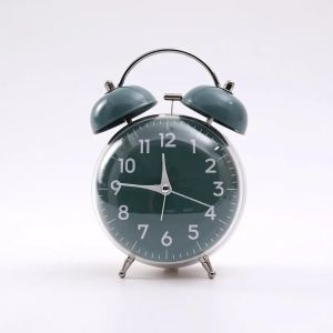 4 Inch Twin Bell Loud Alarm Clock with Soft Night Light Battery Operate Table Alarm Clocks Non-Ticking for Home Bedroom Decor