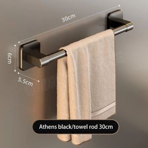 Wall Mounted Bathroom Towel Rack Self Adhesive No Drilling Towel Bar Rail Holder Kitchen Storage Racks Organizers Hooks