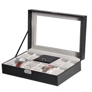 DELESYS 2/3/4/5/6/8/9/10/12/20 Slots Household Multi Functional Watch And Jewelry Storage Box PU Leather Watch Display Case