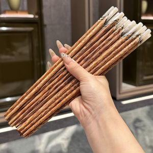 Natural Coconut Anti-Slip Wooden Chopsticks Handmade Shell Inlaid Home Use 10 Pairs Rural Style Dining Utensils for Everyone