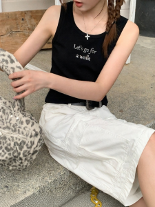 NIHAOKANONG | Áo Không T Tay In Chữ Thể Thao Phong Cách Casual