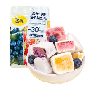 Freeze Dried Probiotic Yogurt Squares with Strawberry and Blueberry