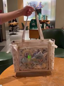 Ribbon Itabag Large Capacity Anime Millet Shoulder Bag Daily Shoulder Tote Manual DIY Badge Shoulder Bag Two-Dimension Goods