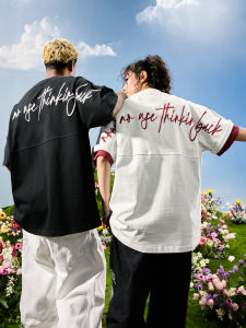 nuthink | Embroidered Letter Short Sleeve T-Shirt Street Trendy Loose