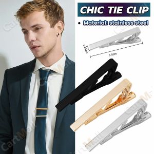 Stainless Steel Chic Necktie Tie Bar Clasp Clip Formal Occasion Tie Accessories Silver Gold Black