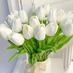 10Pcs Artificial Flower Realistic Touch Tulip Scrapbooking Vase Home Decor Wedding Garden Arch Garland  Mothers Day Bouquet diy