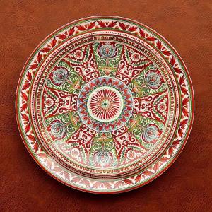 OMK American Style Underglaze Ceramic Dinnerware Set Dinner Plate Deep Dish Salah Bowl Tableware Set Red Moroccan Style