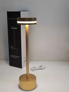 Vimite Rechargeable 3 Color Metal Table Lamp Touching Controls Dimmable Wireless Indoor Lighting Bedroom Night Light Cafe Hotel Bar Dining Desk Light