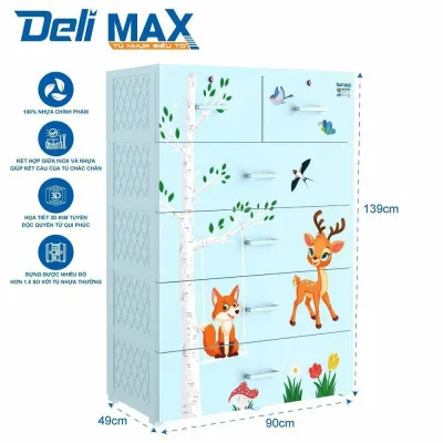 Tủ DELI MAX 5 tầng qui phúc mẫu mới ( ngang 90 cm)