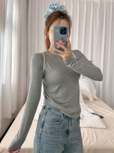 เสื้อยืดแขนยาวผ้าผสมลินินสำหรับผู้หญิง เสื้อคลุมกันแดดลำลอง ฤดูใบไม้ผลิและฤดูร้อน 2025 ใหม่ เสื้อเชิ้ตคอตตอนผสมโพลีเอสเตอร์