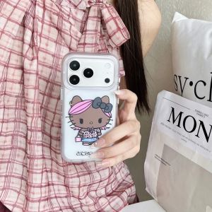 Sanrio | Ốp Điện Thoại Sanrio Hello Kitty Họa Tiết Da Báo Đen In IMD Cho iPhone 14/15/16/17 Pro Max In Hai Mặt Chống Sốc Chất Liệu Silicon