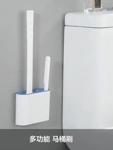 Silicone Toilet Brush + Small Long Handle Brushes Bathroom Cleaning Tool Brush Crevice Wall Mounted 硅胶马桶刷 Berus