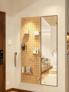 BEIQIVI | Storage and Display Full Body Mirror  Wooden Wall Shelf