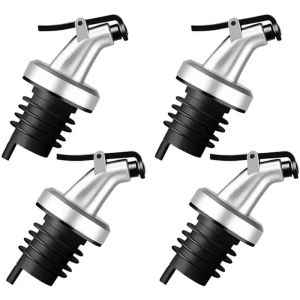 3-4 Pack Classic Bottle PourersLiquor Pour Spouts Tapered Spout - Liquor Pourers with Rubber Dust Caps for Alcohol Olive Oil