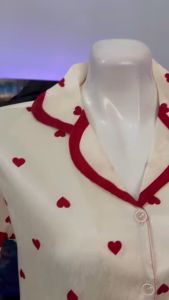 Đồ bộ lửng nữ pijama ANH MỸ mặc nhà  đồ ngủ nữ lụa xước thiết kế trái tim cao cấp bigsize 40-75KG SP0300