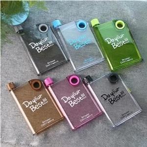 420ml Flat Water Bottle Clear Slim A5 Backpacks Water Bottle Portable Travel Mug Outdoor Sports Water Bottle For Camping Hiking