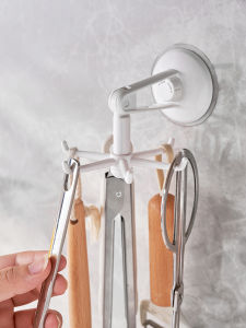 360 Degree Rotating Adhesive Wall Mounted Kitchen Hook No Drilling Required Strong Glue Hook for Utensil Storage Organizer