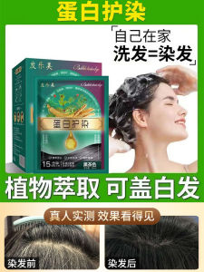 Plant-Based Protein Protect Dye Hair Gel Natural Black Tea Color Pure Cover Grey Hair Dye Hair Paste Bagged Hair Coloring