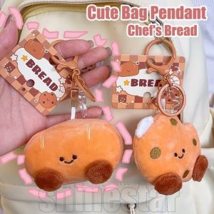 Lovely Simulated Food Bread Keychain Cookie Toast Plush Stuffed Doll Keyring Chefs Bun Backpack Pendant Bag Charms Decorative Accessories