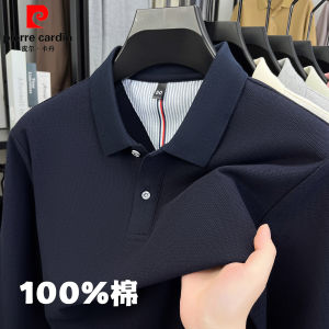 Áo Thun Polo Pierre Cardin Dành Cho Nam Tay Dài Màu Trơn 100% Cotton Mùa Thu Phong Cách Công Sở Thường Ngày Cổ Polo