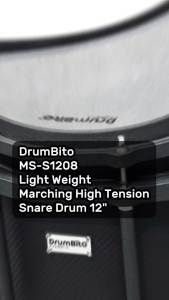 DrumBito MS-S1208 Standard Series Light Weight Marching High Tension Snare Drum 12" with Carrier & Drumsticks - Black
