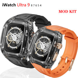 Luxury PC Case + TPU Strap for Apple Watch 45mm 44mm Stainless Steel Buckle Band for iWatch 9 8 7 6 5 4 DIY Modification