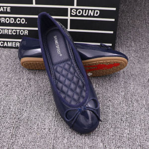 Spring 2024 Soft Flat Bottom round Toe Velvet Butterfly Knot Slip-On Womens Fashion Shoes Mild Bean Red Color Wedding Shoes