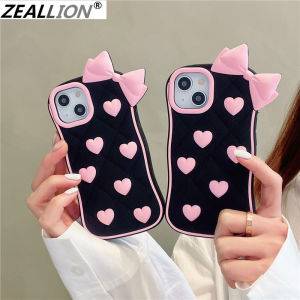 Zeallion Lovely Heart Bow Soft Silicone Phone Case for [ iPhone 14 13 12 11 Pro Max] Protective Shockrpoof Phone Cover Shell