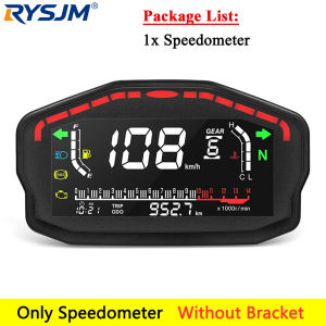 RYSJM | 12V Universal LCD Motorcycle Speedometer 14000RPM Tachometer Display Compatible For Outboard 2 4 Cylinders Honda Ducati Kawasaki
