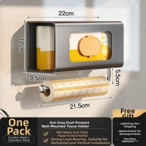 ASCOR | Hanging Paper and Plastic Wrap Storage Rack Wall Mounted Drill-Free
