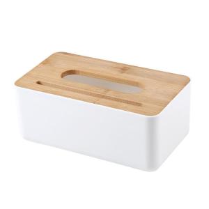 Bamboo Cover Tissue Box Paper Storage Napkin Holder Rectangular Plastic Storage Organizer Home Decor Accessories