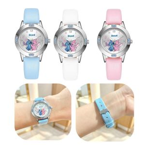 Disney | Cartoon Pattern Stitch Girls Watches for Kids Leather Strap Children Watch with Rhinestone Dial Reloj Stich Exquisite Gift*.*