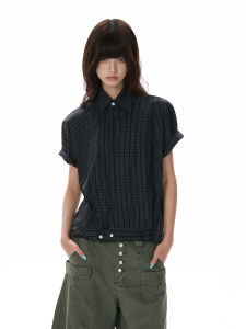 VATTY | Áo Sơ Mi Ngắn Vintage Họa Tiết Caro Dễ Thương Mùa Hè
