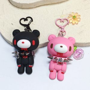 Demon Bear Keychains:Cute Punk Bag Charms with Spiked CollarsUnique Evil Teddy TrinketsStylish Collectible Accessories&Gift