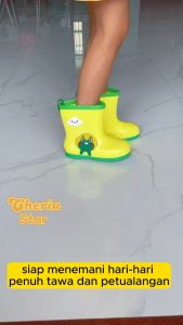 SEPATU BOOT ANAK PEREMPUAN KOREA SAFETY SHOES BOOTS KID HUJAN MOTIF KELINCI MACAN LAKI LAKI BAHAN KARET IMPORT A43