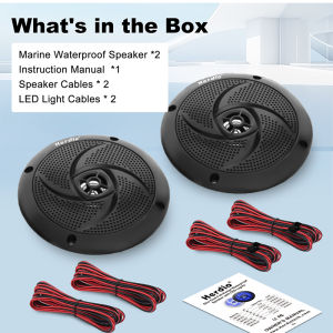 Herdio | Herdio 5.25 Inch Marine Speakers 160W Waterproof 2-Way Weather Resistant LED Lights Slim Low Profile for Boat RV ATV UTV 1 Pair