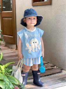 Set đồ bé trai Set Áo bạch tuột phối quần kẻ chất cotton mềm mát cho bé 8-26kg