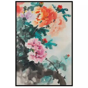 Tranh thủy mạc Hoa Cẩm Chướng. Tranh treo tường dán tường Canvas. CGI-244