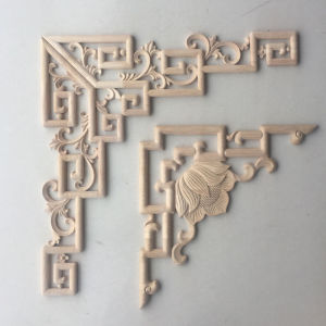 Large Rubber Wood Carving Corner Flower European Style Hollow out Design Wardrobe Decoration Chinese New Style Furniture Sticker