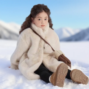 Plush Fur Girls Jackets Children Thicken Warm Long Outerwear Kids Winter Fashion Coats Children 5-12Y Teen Turtleneck Clothing