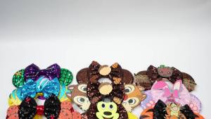Herocross | Disney 3.3"Minnie Mickey Ear Elastic Headbands For Newborn Disneyland Fashion Glitter Adjusted Hairband Baby DIY Hair Accessory