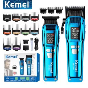 Bộ Cắt Tóc Không Dây Kemei KM-2797 Màu Xanh Dành Cho Nam Máy Tỉa Râu Và Tóc Sạc Lại Được Với Đầu Nổi Cắt Ướt/khô Lưỡi Dao Bằng Thép Không Gỉ