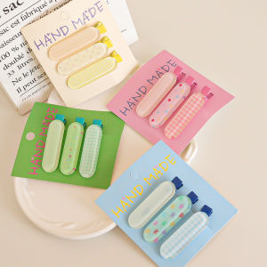 Sweet Candy Colored Hair Clips 3 Pack Butterfly Star Patterned Duckbill Hair Clips Hair Grooming Accessories Grid Design