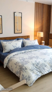 KUNFLOW 980TC Floral Bedsheet Set 7in1 | Soft Smooth Bedding Set | Fitted Sheet Comforter Quilt Pillowcase Bolster Case