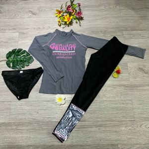 Bikini đồ bơi nữ 3 chi tiết áo tay dài quần dài quần chip thun lạnh quảng châu cao cấp có đệm ngực BINSPORTS BHN034