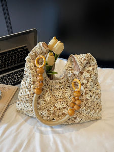 Summer Fashion Straw Woven Handbag Hollow out Tote Bag Single Shoulder Beach Vacation Bag Korean Style Casual Shopping Bag