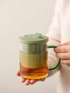 ขนาดใหญ่ความจุแก้วชาถ้วยพร้อมฝาปิดผู้ชายสไตล์โมเดิร์น Minimalist สไตล์ชาแยกน้ําแก้วสํานักงานถ้วยน้ํา Home Use