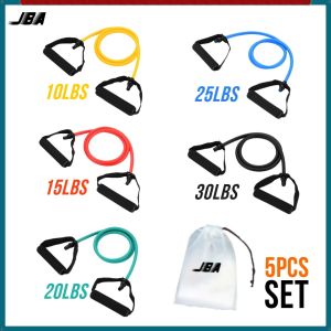 JBA Dây kháng lực có tay cầm 5 mức 10-30lbs 120cm TPE Dây đàn hồi tập luyện Dây tập thể dục cho nữ