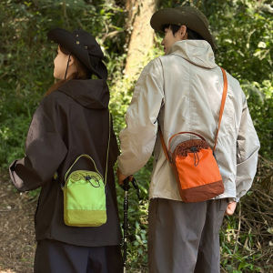 Mini Drawstring Crossbody Bag Water Bottle Holder Phone Pocket Lightweight Casual Shoulder Sling Bag Outdoor Hiking Travel Sport